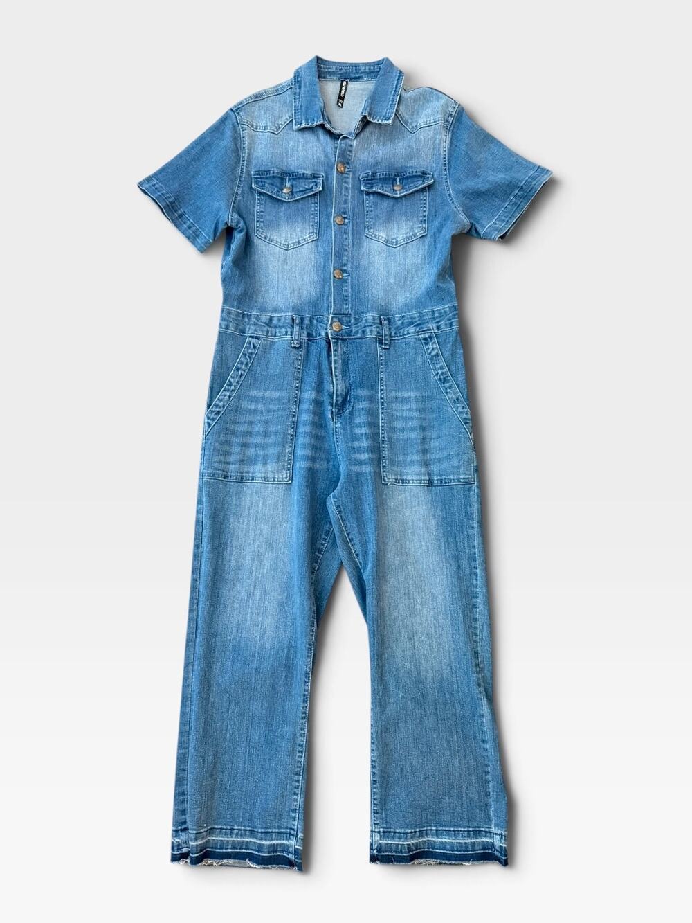 Crazy Train Broken Spoke Super Stretch Denim Wide Leg Jumpsuit
